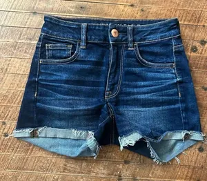 American Eagle hi-rise shortie 0 cutoff denim shorts thumbnail 1