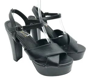 Chase + Chloe Ford Platform Block Heels Faux Leather Ankle Strap Black 8.5 thumbnail 1