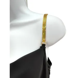 Jessica McClintock Gunne Sax Millennium 2000 Vtg Black Gown Sz 7 Gold Straps Y2K thumbnail 2