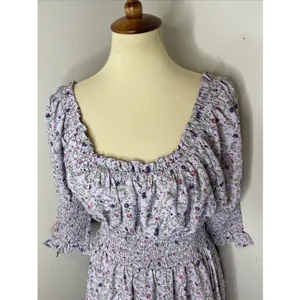 Tuckernuck Hyacinth House Lilac Ruched Neck Cali Midi Dress Small S‎ thumbnail 8
