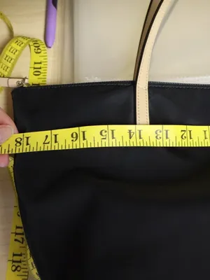 Kate Spade New York Black Nylon Tote Pink Lining Tan Leather Handles Work Bag thumbnail 14