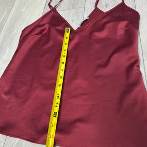 Zara satin burgundy adjustable spaghetti strap wine‎ red tank size medium thumbnail 4