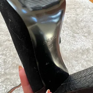 Nine West Black Block Heels | Suede and Patent Leather thumbnail 7