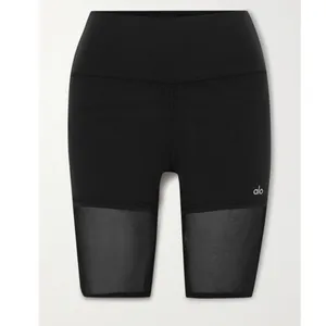 Alo yoga high waist mesh biker shorts - hunter green thumbnail 6