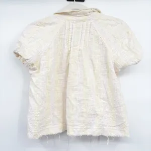 Free People We The Free Womens Away At Sea Linen Blend Boho Striped Crop Button Top Size M thumbnail 8