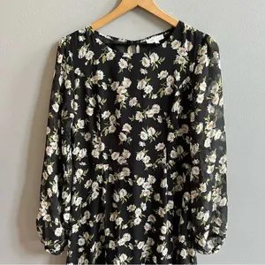 ASOS Emory Park Dark Ditzy Floral Print Maxi Dress Size Large Long Sleeve thumbnail 2