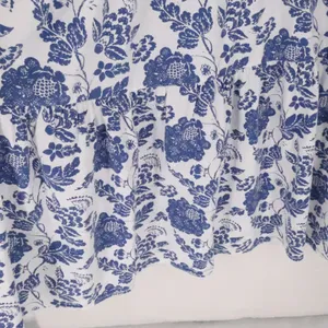 THML Floral Smocked Midi Dress Womens Size XS Blue White Ruffle Tiered Smocked thumbnail 10