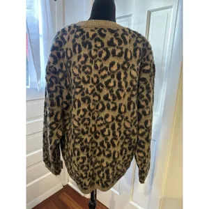 Klesis Leopard Sweater SizeM/L Brown Black Fuzzy Runs Big~Fits Like Oversized XL thumbnail 2