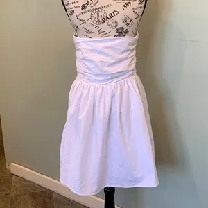 NEW Rhythm. Women’s Large White Strapless Cotton Linen Blend Mini Dress thumbnail 4