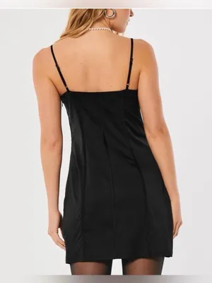 NWT Hollister Social Tourist Satin Corset Mini Dress - Black - XS thumbnail 3