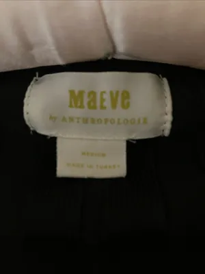 Maeve Anthropologie Black Ribbed Long Sleeve Polo Medium thumbnail 3