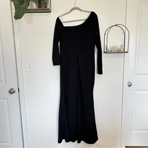 Lulus Black‎ Elegant Sensation Asymmetrical Pleated Maxi Dress Size XL thumbnail 2