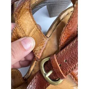 Born Strappy Platform Sandals Womens 8 Brown Good Leather Woven Block Heel thumbnail 5