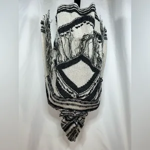 Free People Full Zip Hooded Fringe Aztec Southwestern Cardigan Sweater Large thumbnail 5