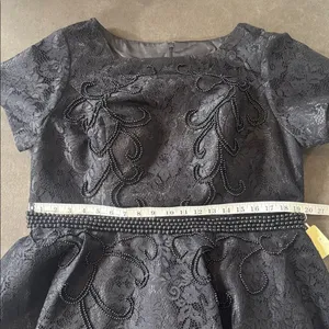 Women’s Black Satin & Lace Hi Low Prom Party Dress Beading Detail Size 18 NEW thumbnail 10