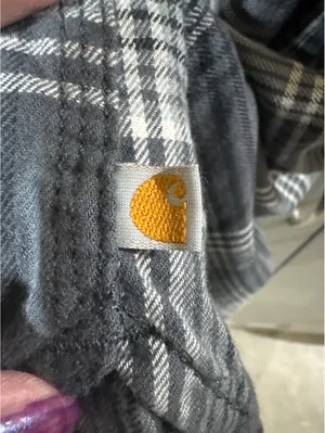 Carhartt Gray Plaid Long Sleeve Button-Up Shirt M (8/10) - A thumbnail 4