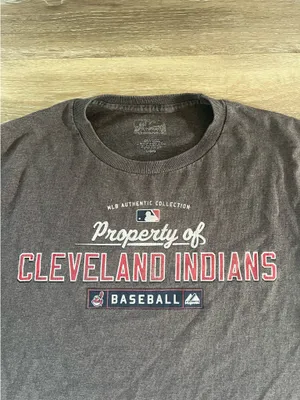 Majestic gray Cleveland Indians long sleeve shirt thumbnail 3