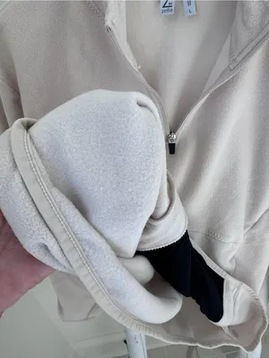 Zella Cream Half-Zip Soft Fleece Pullover w Kangaroo Front Pockets Size Large thumbnail 8