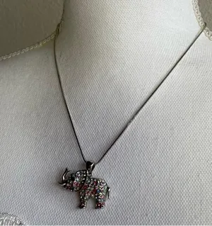 Elephant faceted multi color rhinestones necklace thumbnail 5