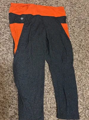 Clemson Tigers Orange and Gray Leggings Women's Large Colosseum Cropped Pockets thumbnail 1