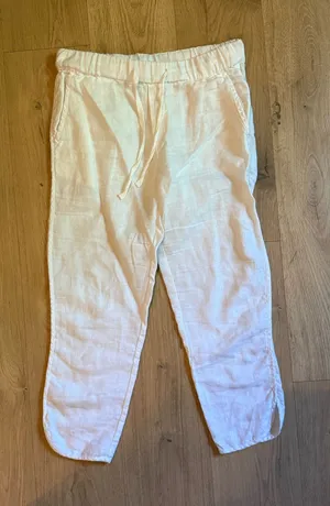 Caslon White Linen Pull On Ankle Pants Size Small thumbnail 1