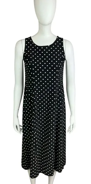 TR Bentley Vintage 90s Black & White Polka Dot Sleeveless Maxi Dress thumbnail 1