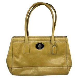 COACH Medium/ Large Leather Gold Shoulder Bag thumbnail 1