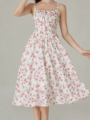 NWT Scarlett Darkness Floral Milkmaid Midi Dress Size XL thumbnail 1