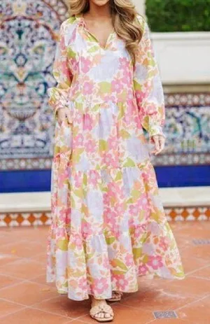 J.Marie The Ava Mae Long Sleeve Maxi Dress In Multi Floral thumbnail 1