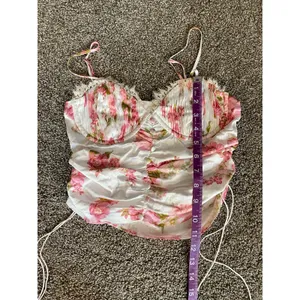 For Love and Lemons Floral Satin Crop Top- Small thumbnail 4