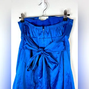 Mind Code Royal Blue Strapless Mini Dress Sweetheart Neckline Satin Pleated Zip thumbnail 9