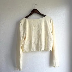 NWT Aerie Offline Womens Top Pale Yellow Floral Cropped Long Sleeve Size XXL thumbnail 2