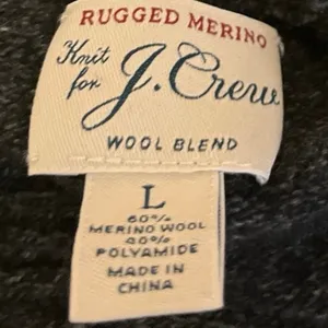 J.Crew Gray Wool Knit Long Sleeve 1/4 Zip High Neck Pullover Sweater Top Size L thumbnail 3