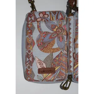 Sakroots Artist Circle Crossbody/Wallet Women Small‎ Blue/Owl Floral Print Boho thumbnail 5