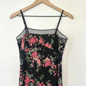 Vintage Y2K USA Made BCBG Floral Slip Dress Mesh Detail Sz M Fairy Boho Pink thumbnail 2