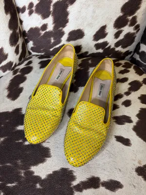 Miu Miu Yellow Crystal-Embellished Women's Loafers thumbnail 3