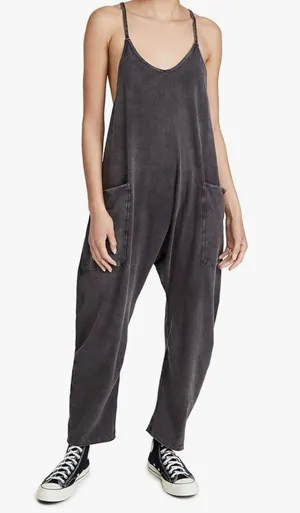 Free People Hot Shot Onesie Washed Black XS thumbnail 1