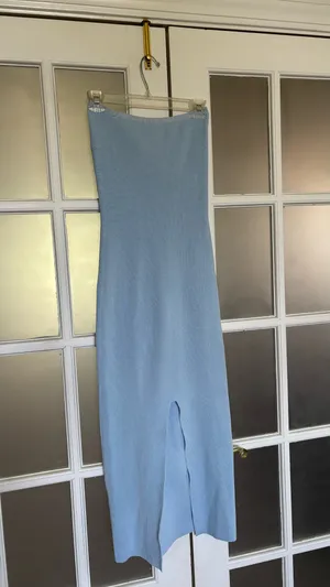 Light Blue Strapless Knitted Dress thumbnail 2