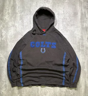 Vintage Y2K Grey and Blue Embroidered NFL Indianapolis Colts Hoodie Sweatshirt thumbnail 1