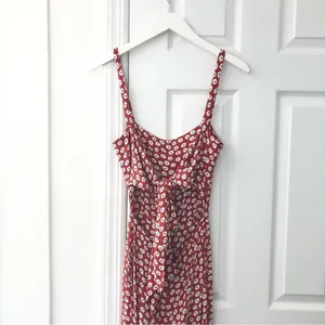 Faithfull the Brand Playa Red Floral Cropped Wide Leg Jumpsuit Tie Back XS 2 thumbnail 8