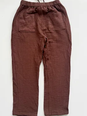 Zara Gauze Textured Brown Slouchy Pants Size Large thumbnail 5