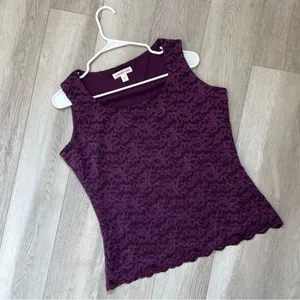 Coldwater Creek Lace Sleeveless Tank Top Purple (small) whimsigoth goth witchy thumbnail 1