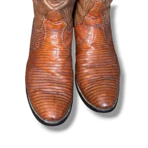 Vintage Tony Lama Lizard Western Cowboy Boots Brown Leather Men’s 10.5 D‎ Boho thumbnail 5