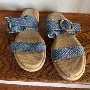 Dolce Vita Blue Woven Scalloped Buckle Slide Sandals Womens 8.5 Flat Summer Shoe thumbnail 4