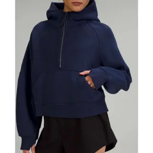 Lululemon half zip scuba hooded crop pullover night sea navy size Xl/xxl thumbnail 2