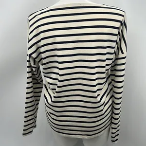 J Crew striped embroidered lips long sleeve oversized top thumbnail 4