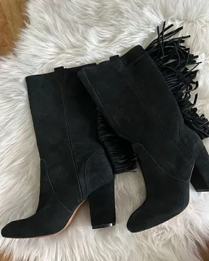 Nine West suede leather boots, size 6 1/2 with fringe cowgirl outfit thumbnail 1