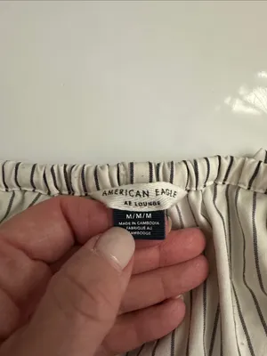 American Eagle Outfitters White Pants with Black Pinstripes thumbnail 5