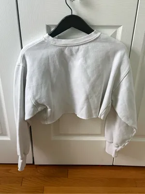 Aritzia Tna Cozy Af Fleece White Cropped Crewneck thumbnail 3