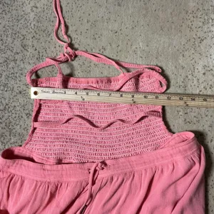 Lillusory Pink Cottagecore Smocked Halter Maxi Dress Tiered‎ Ruffle Boho Dress S thumbnail 7